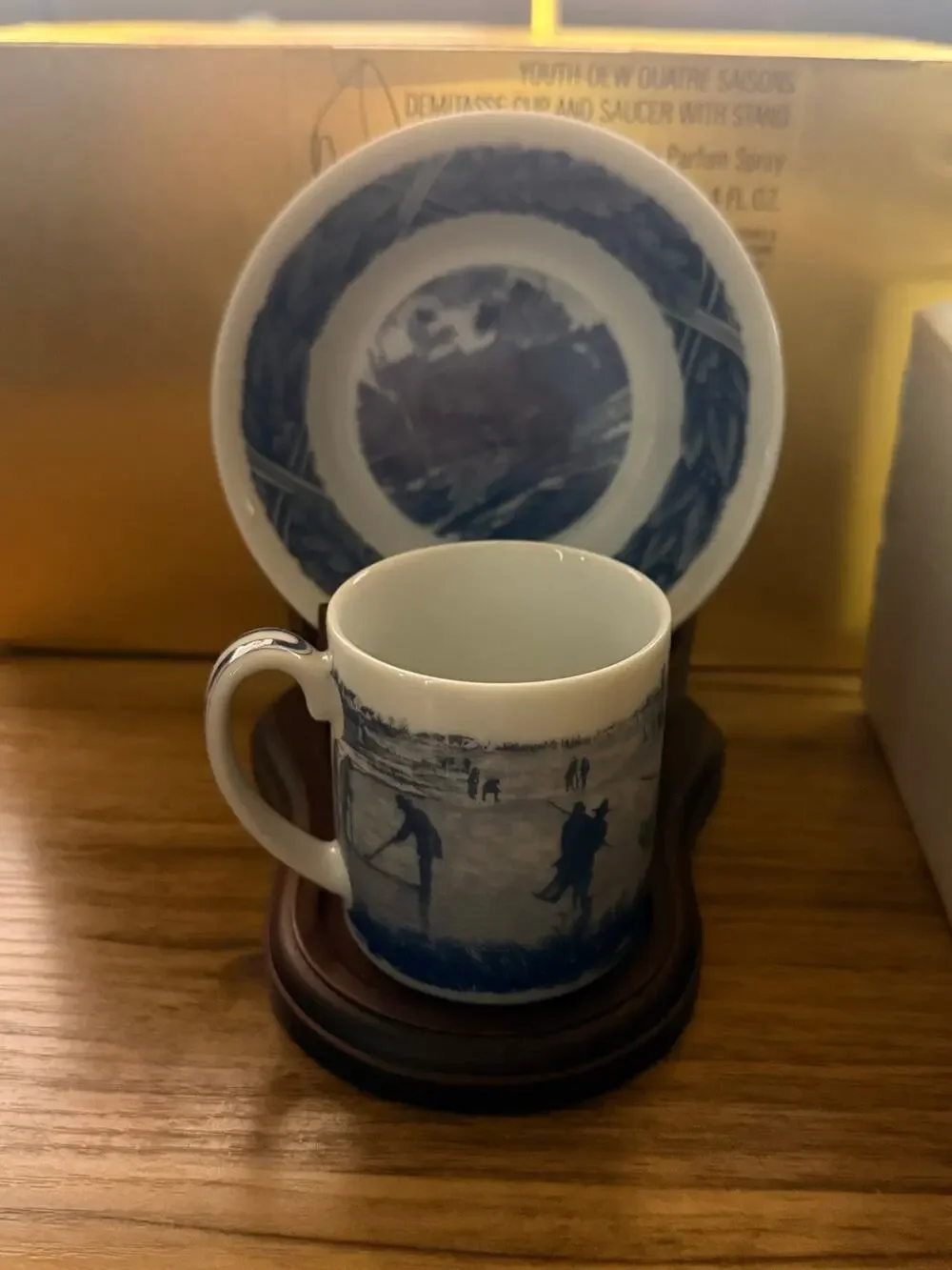 Estee Lauder Porcelain Demitasse Cup & Saucer w/Stand 